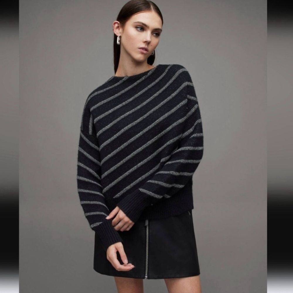 All Saints Vega Diagonal Stripe Sweater Size XS